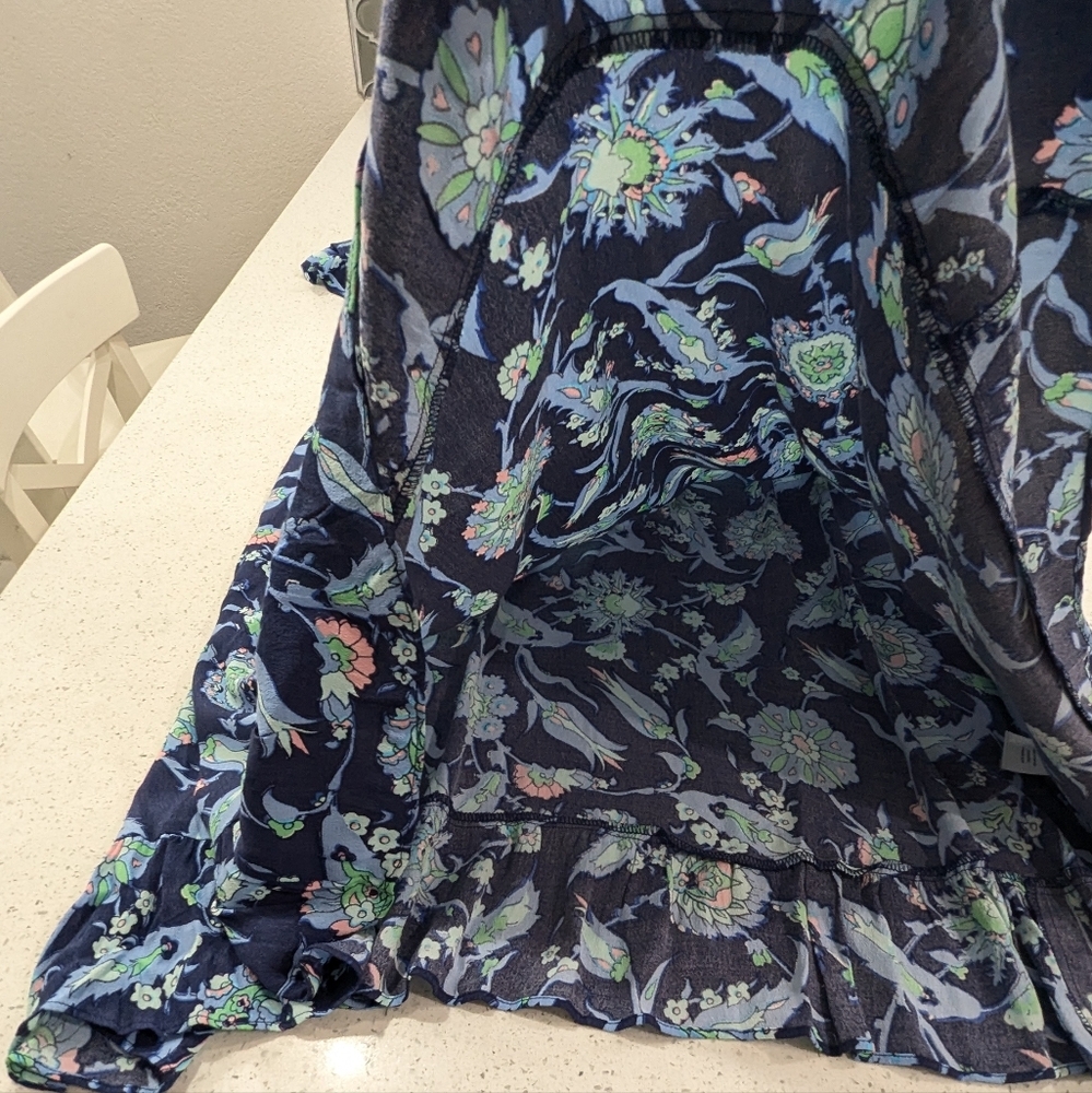NWT Talbots Plus Sweet Garden Popover Midi Dress Blue Floral Flutter Sleeve 16W - Picture 7 of 11